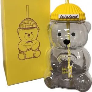 Yellow Lala Glass Bear cup Drinkware Bottles