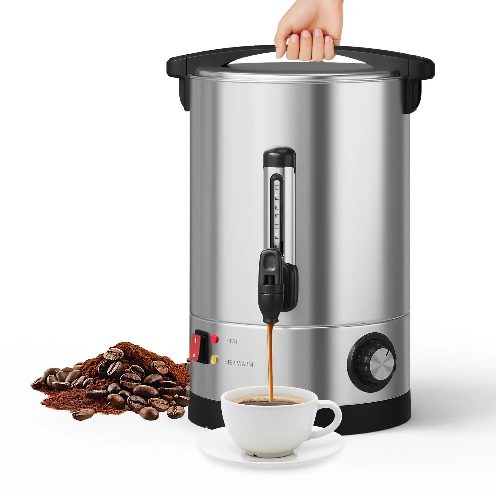 GARVEE 60 Cups Commercial Coffee Urn, 10 L/2.6 gal Large Capacity Stainless Steel Hot Coffee Maker, Double Wall Heat Retention Thermal Carafe for Wedding, Buffet, Catering, Events, Party Gathering