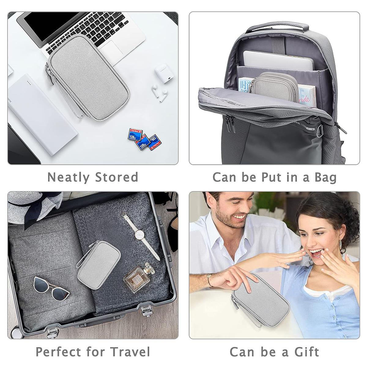 Digital storage bag Portable Multi-grids, multifunctional data cable charging power cable, phone, headphones, digital products, electronic classification Home Office Travel Vacation, Versatile Travel Accessory Waterproof Double Layers Organizer bags