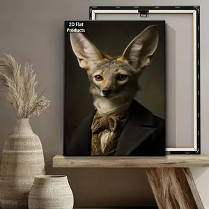 2D Flat, 2D Flat, 2D Flat 1pc Poster Wedding Christmas Wall Art, Christmas Bathroom Decor a Portrait of an Anthropomorphic Jackal with Large Ears in Victo Ready to Use, Suitable for Living Room, Bedroom, Office, Bar, Cheap Wall Decoration	