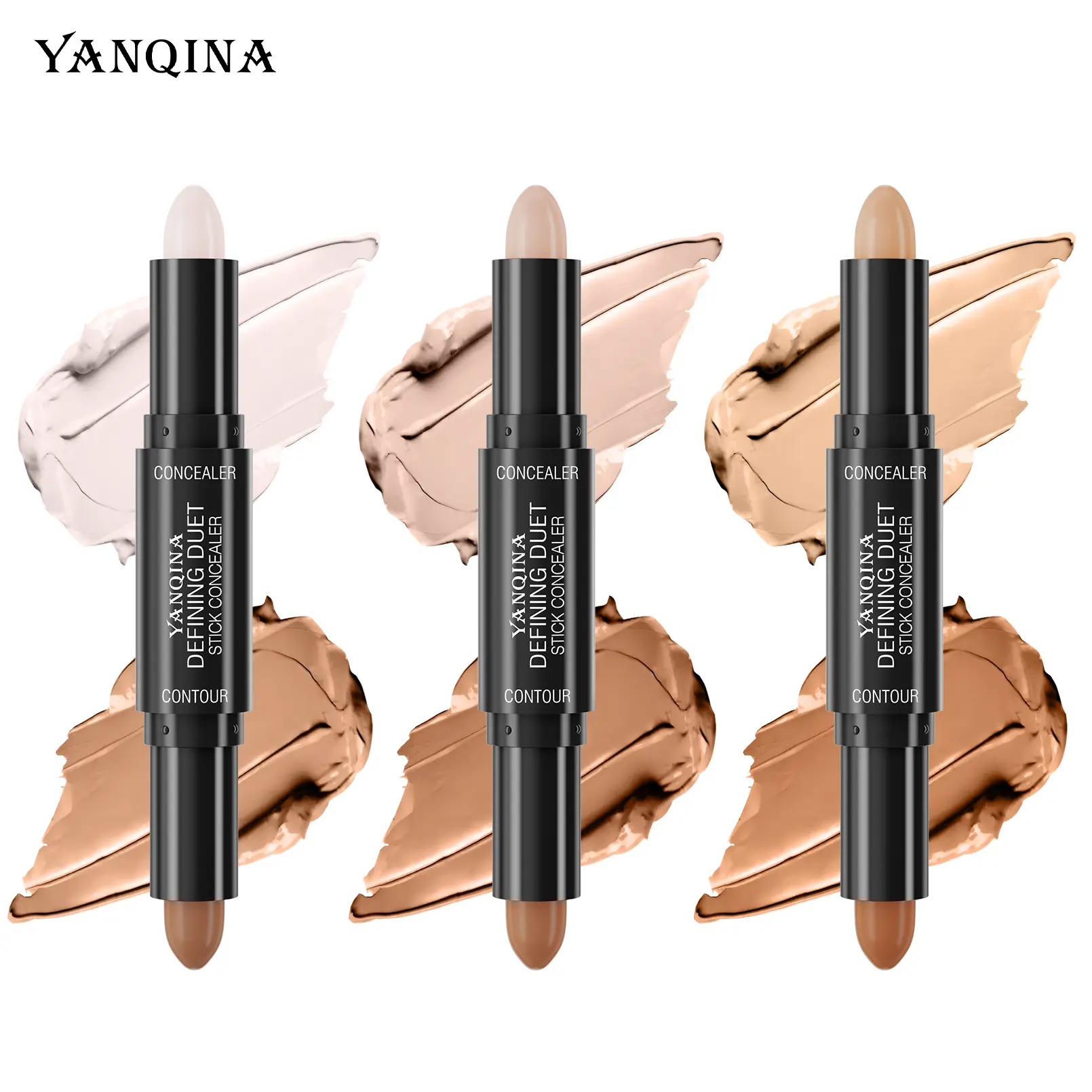 Cream Contour Stick - 2-in-1 Face Shaping Stick for Highlighting & Contouring, Bronzer Stick, Long Lasting & Waterproof, Non-Sticky Highlighter Makeup Pen (Ivory/Dark Coffee) for Daily Natural Makeup & Quick Touch-Ups