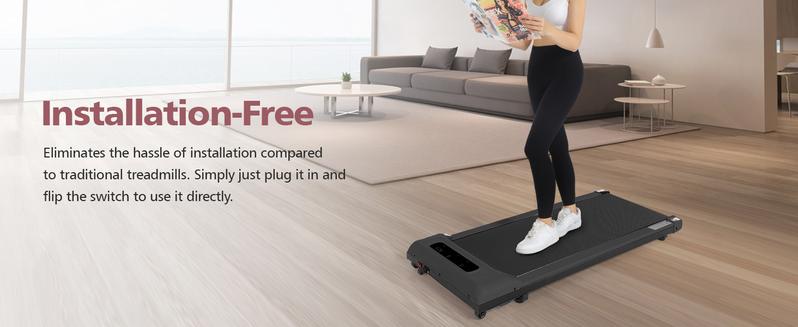 Walking Pad App & Remote Controlled Under Desk Treadmill Quiet, Flat Portable Treadmill with LED Display, Installation-Free for Home/Office
