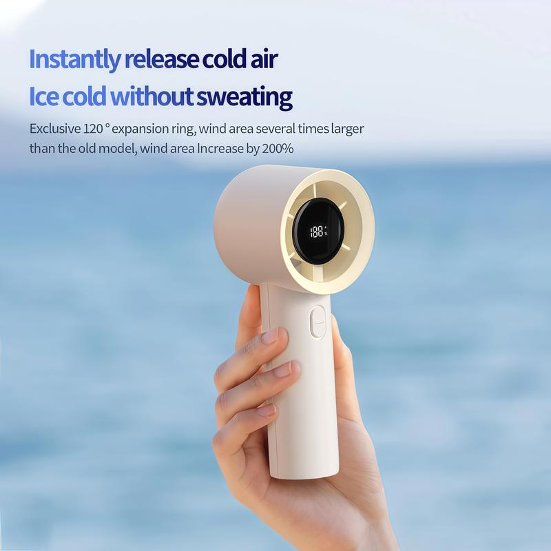 LMMAKE Handheld Portable Fan with 100 Gear Turbo Wind 2000mAh Rechargeable Battery LED Display USB Charging High Speed Travel Gift