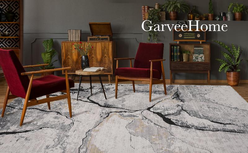 GARVEE Abstract Washable Area Rug 5x7 Large Modern Rug for Bedroom Soft Non Slip Living Room Rugs Indoor Contemporary Floor Cover Ultra Thin Grey Rugs Home Decor Carpet for Dining Room