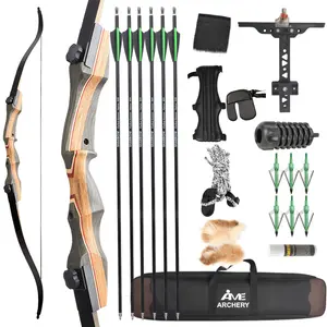 recurve bow set 50lbs indoor and outdoor archery beginner to expert adult bow and arrow set easy installation archery equipment