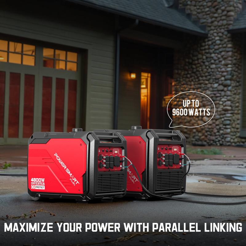 PowerSmart 4800W\3800W Electric Start Portable Inverter Generator, CO Detection,Gas Powered,CO Sensor Technology, RV Ready 30A Outlet, Parallel Capable, Generators for Home Backup Emergency Use Camping, EPA Compliant(PS5046CE)