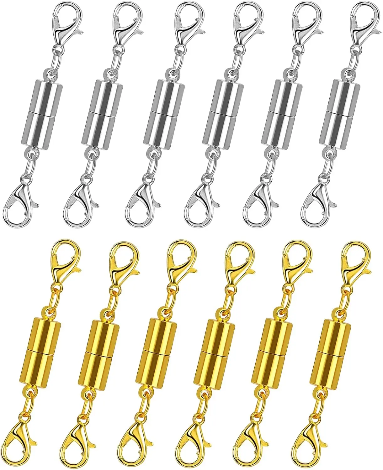 12 Pack Magnetic Necklace Clasp Jewelry Extender, Magnetic Jewelry Clasp Replacement for Necklace Closure and Jewelry Making Supplies