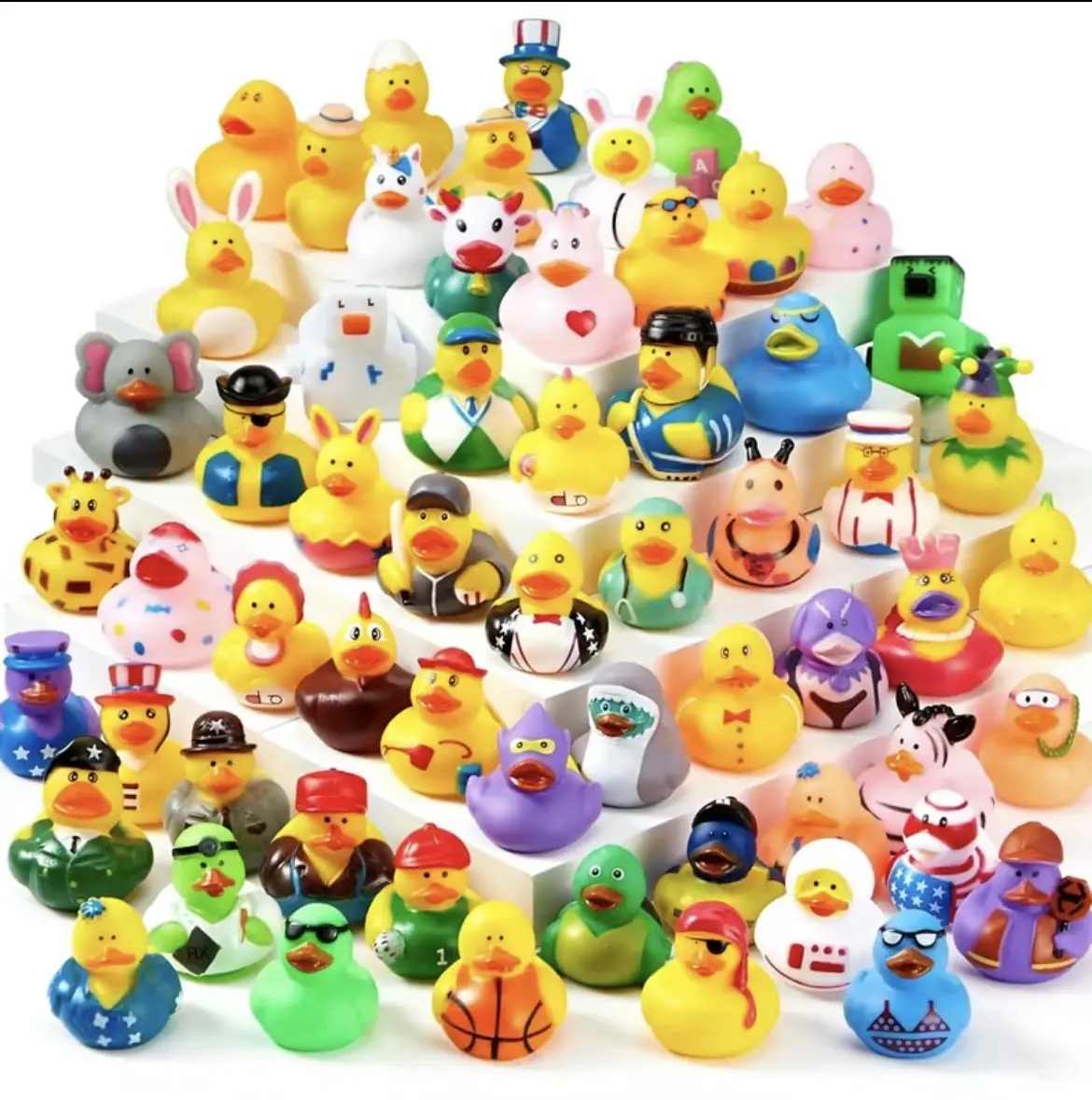 25-pcs Assorted Animal-Shaped Squeaky Rubber Ducks, Jeep Ducking Decor, Colorful Cartoon Vehicle Ornaments for Adult Car/Motorcycle Road Trip Drivers (Sports & Outdoor Leisure Accessory)