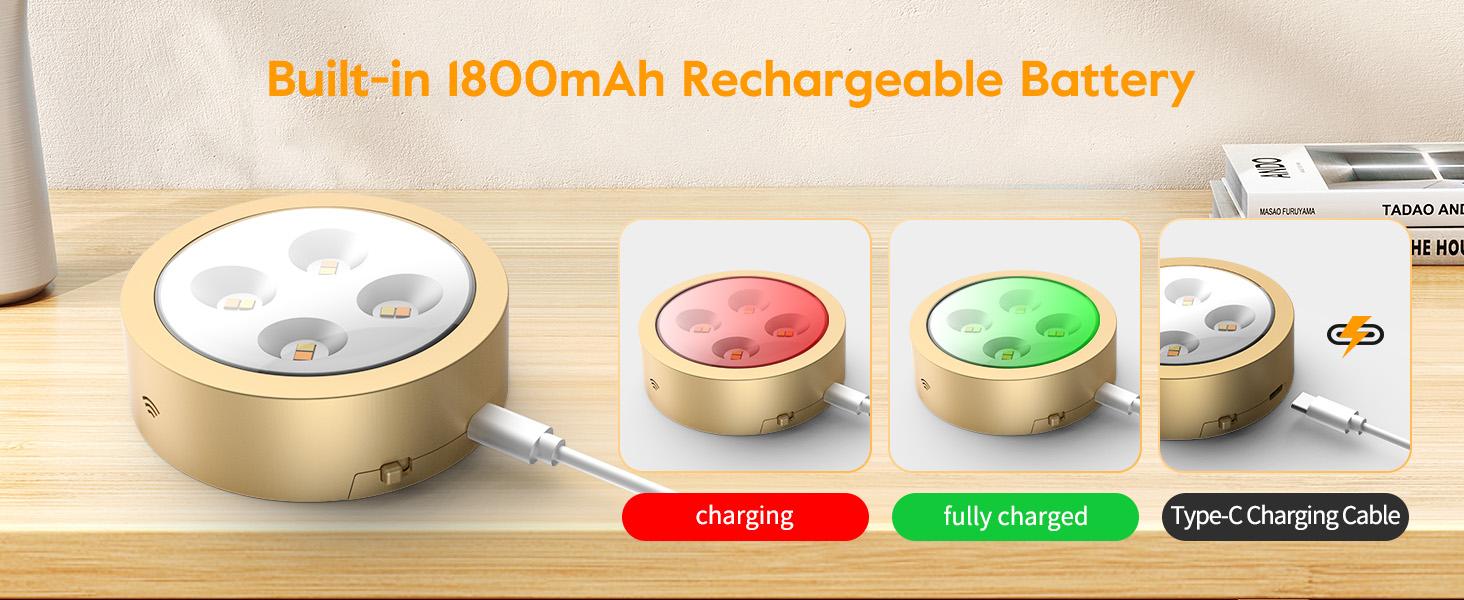 Brightown Picture Lights for Wall,Rechargeable Battery Operated Painting Light Magnetic Art Display Light with Remote, Puck Lights, Dimmable & Timer Art Lighting for Paintings Wireless,Gold, Christmas Gifts Ideas