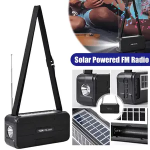 CLTRADE Solar Energy Bluetooth Speaker Dual Solar Power Rechargeable Battery FM Radio Flashlight TF Card MP3 Player Audio System Charging Connection Smartphone