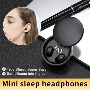 Bluetooth 5.4 Waterproof Sleep Earphones – Invisible Ultra-Mini Wireless Earbuds with Zero-Feel Comfort Fit, Enhanced Bass for Sleeping & Sport, All-Day White Noise Earplugs, black