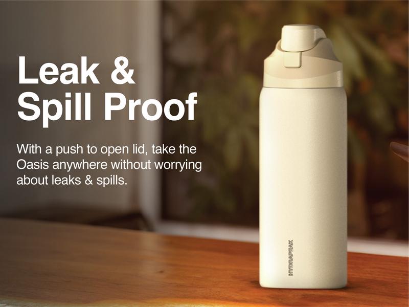 Hydrapeak Oasis 32oz Insulated Water Bottle 100% Leak Proof Stainless Steel Tumbler Cup Portable Drinkware Flask Mug