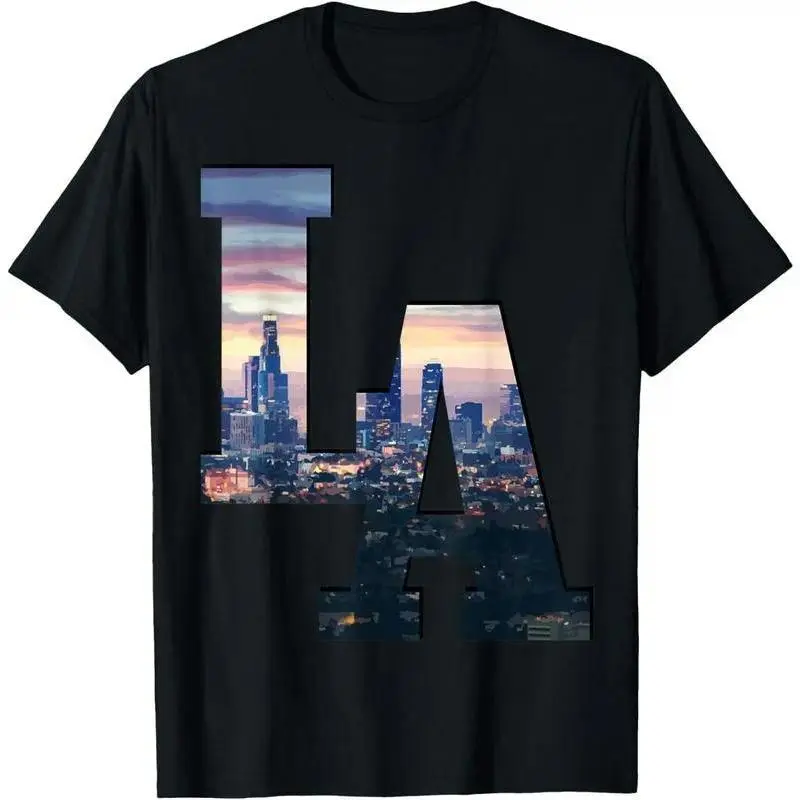 Unisex Los Angeles LA Skyline Vintage California LA T-Shirt Graphic Short Sleeve T-Shirt