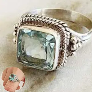 925 sterling silver plated ring with classic blue Cubic Zirconia stones, suitable for weddings, engagements, gifts, parties, and everyday wear