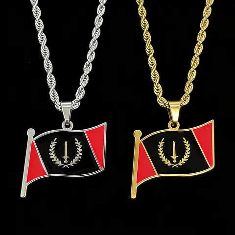 American Black Flag Necklace Stainless Steel Oil Drip Design Accessory Gift for Men and Women