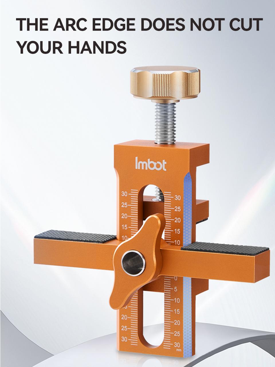 IMBOT 3-in-1 Cabinet Door Assistant & Zhi Luo Drill Tool Set Aluminum Alloy Material with Orange Body and Measurement Scale for Easy Installation of Cabinet Doors