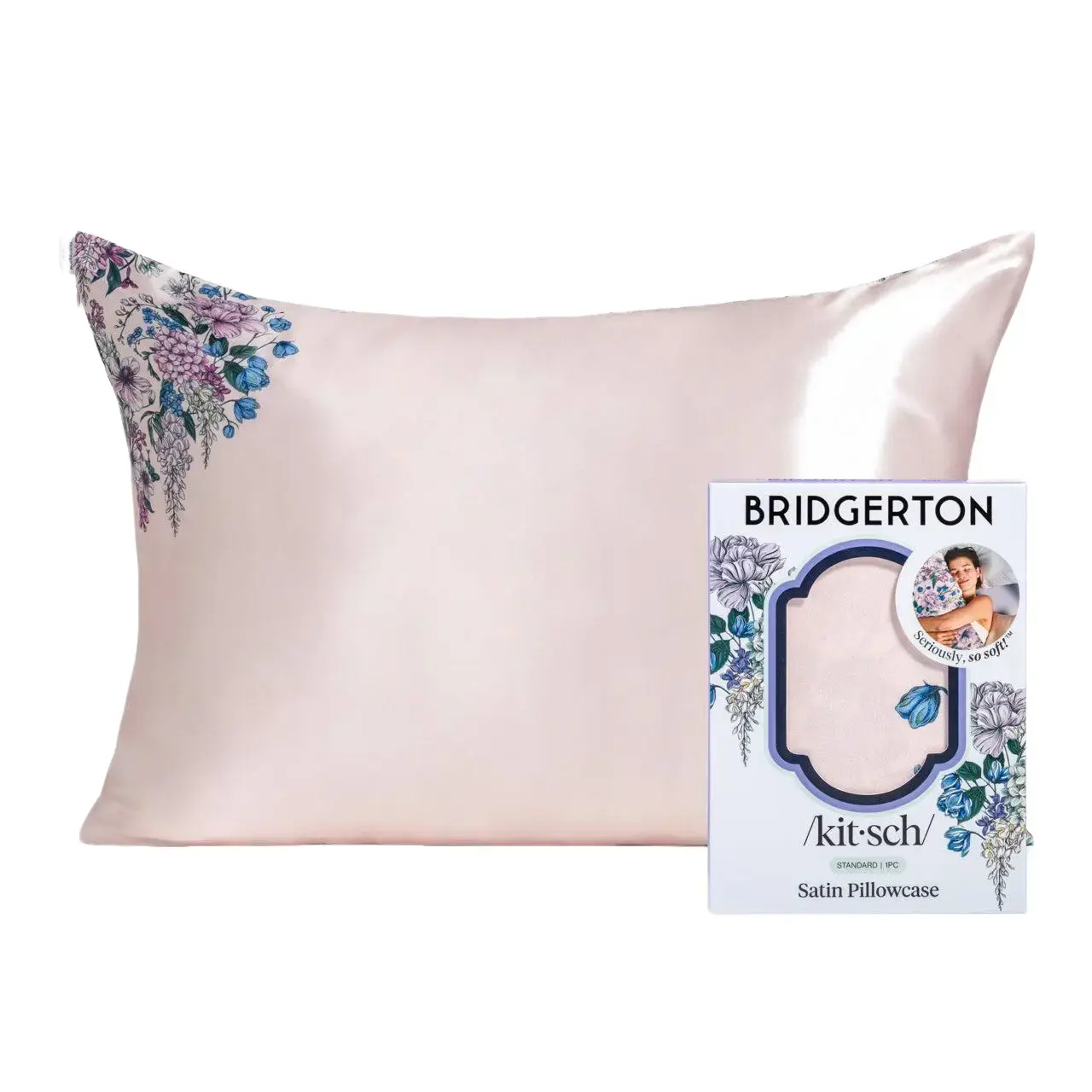 Bridgerton x Kitsch Satin Pillowcase in Wisteria Bridgerton x Kitsch Satin Pillowcase in Wisteria