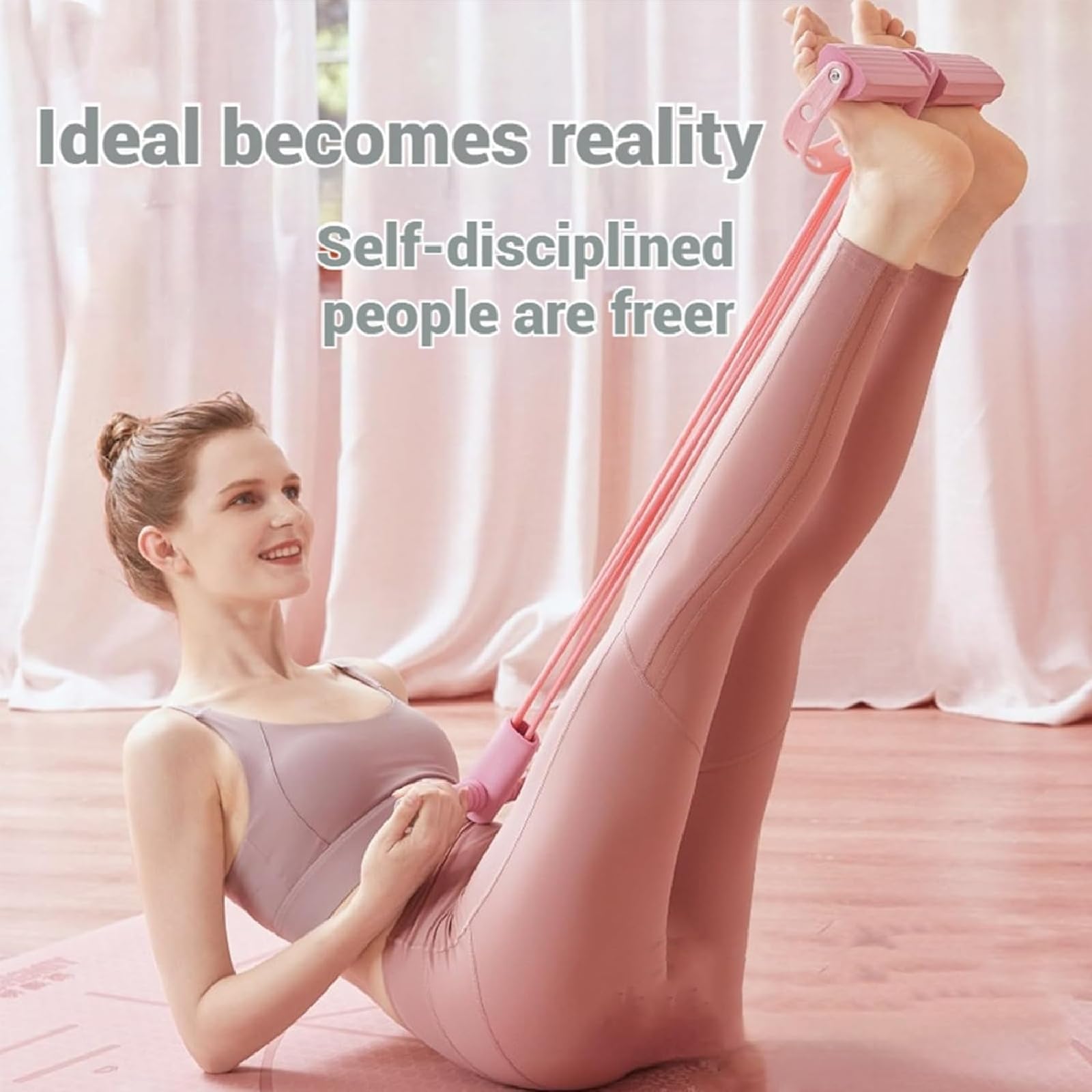 Portable Pedal Resistance Band Trainer, Multifunction 6-Tube Elastic Pull Rope for Home Workout, Stretching & Fitness