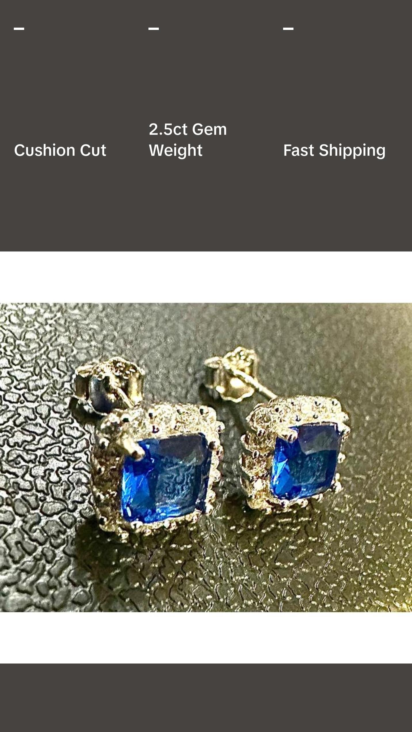 Cushion Cut Tanzanite and White Topaz Halo Studs 925 Sterling Silver Earrings