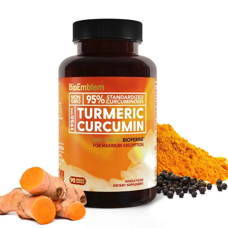 【BioEmblem】Nutrition Turmeric Curcumin Supplement with BioPerine | Joint Support & Heart Health | Organic Turmeric Powder & 95% Curcuminoids Extract
