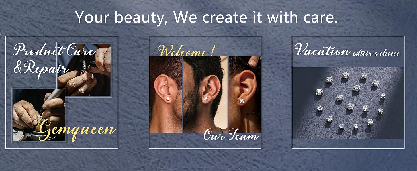 Fashonable Non Pierced Synthetic Moissanite Magnetic Earrings for Women 18K White Gold Plated Hypoallergenic Stainless Steel Fake  Earrings