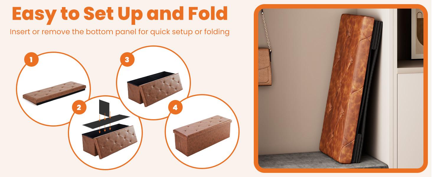 【New Color】Folding Storage Ottoman Bench, Foot Rest Stools with Padded Seat, Large Toy Box with Seating, Bedroom, End of Bed, Entryway 【New Color】Folding Storage Ottoman Bench, Foot Rest Stools with Padded Seat, Large Toy Box with Seating, Bedroom, End of Bed, Entryway