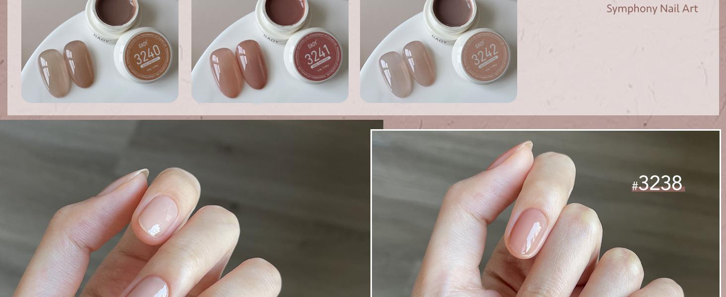 GAOY Nude Symphony Natural Jelly Gel Nail Polish Set, 6 Colors Sheer Pink UV Gel Polish, for Salon Manicure & Nail Art DIY at Home