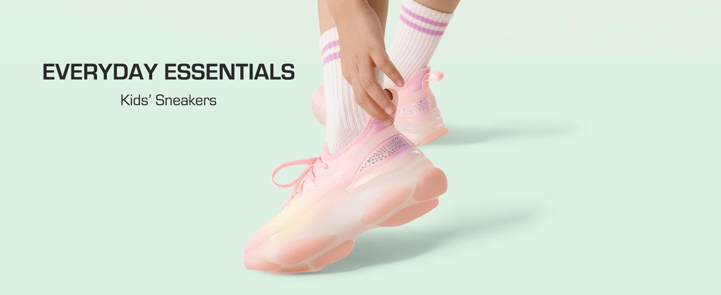 Dream Pairs Girls Slip-On Sneakers Kids Sparkle Lightweight Jelly Sole Walking Shoes