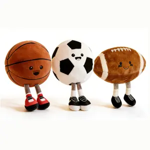 11 Inch Huggable Sports Ball Plush Toys, Soft Cuddly Stuffed Soccer Football Basketball Plushies, Suitable for All Ages Kids & Adults Men & Women, Perfect Cuddle Gift