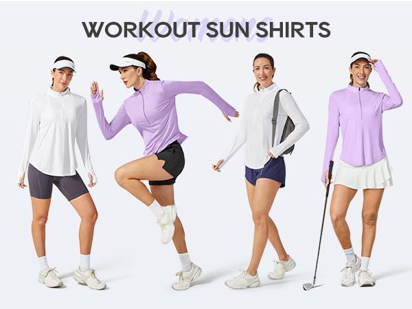 G4Free Womens UPF 50+ Sun Shirts Lightweight Golf Shirts Quick Dry Half Zip Workout Tops Running Hiking Activewear