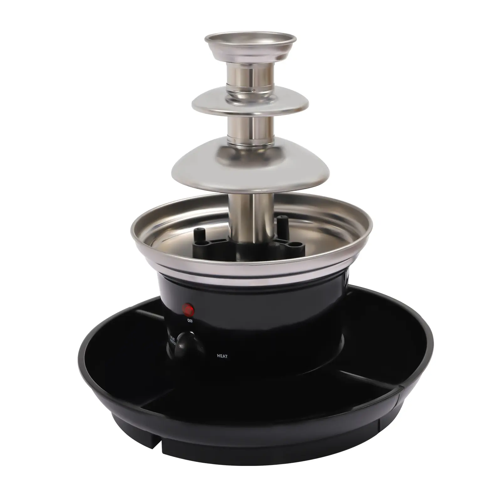 Stainless Steel Cascading Chocolate Fountain Machine - 40W, 1lb Capacity, 6 Forks, 26×27.2cm, PP Material, Heat-Functional Professional Dessert Maker for Casual Birthday Parties, All Ages Home Supplies