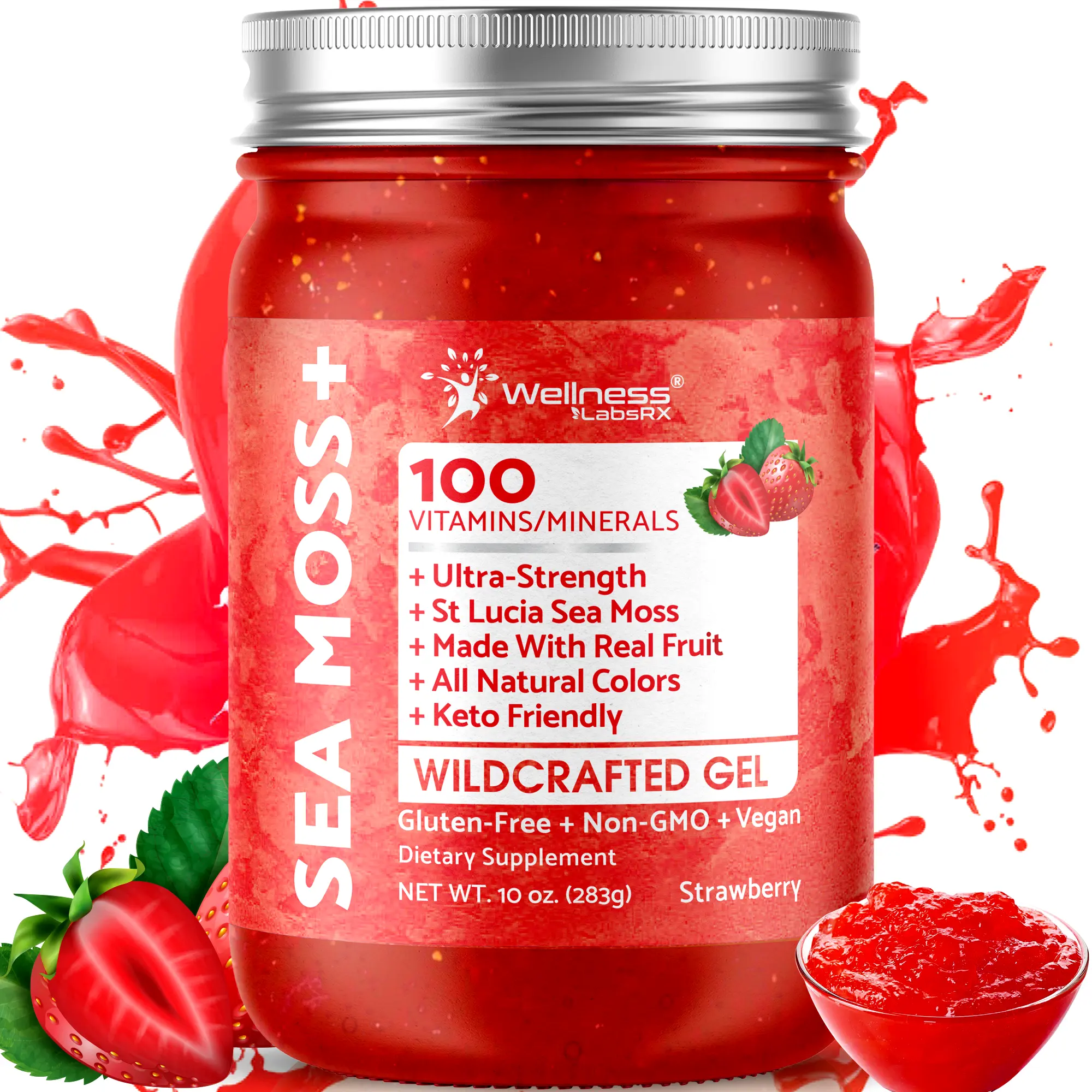 Sea Moss Gel - Wildcrafted Seamoss Gel Superfood - Irish Sea Moss Vitamin and Mineral-Rich from Pristine Caribbean Waters, Immune and Digestive Health Support - 10 oz.