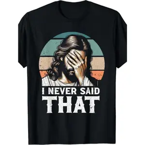 Men'S Funny I Never Said That Graphic T Shirt 100 Cotton Made in USA Black Loose Fit Casual Summer Tee Retro Stripes Geometric Design 818