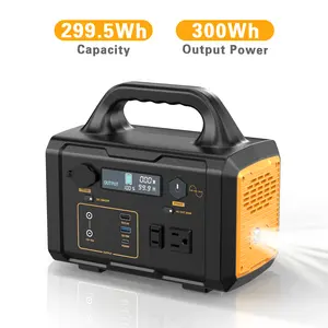 300W Portable Power Station, 299.5Wh Backup Lithium Battery, Solar Generator with AC Outlet/USB Ports/Flashlight for Camping, Home Emergency, Outdoor Trips（100W Solar Panel Optional) usb-c output