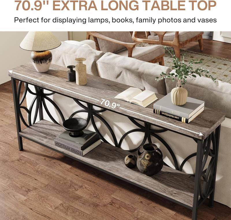 Tribesigns 70.9-Inch Narrow Sofa Table with Storage for Entryway, Living Room, Foyer