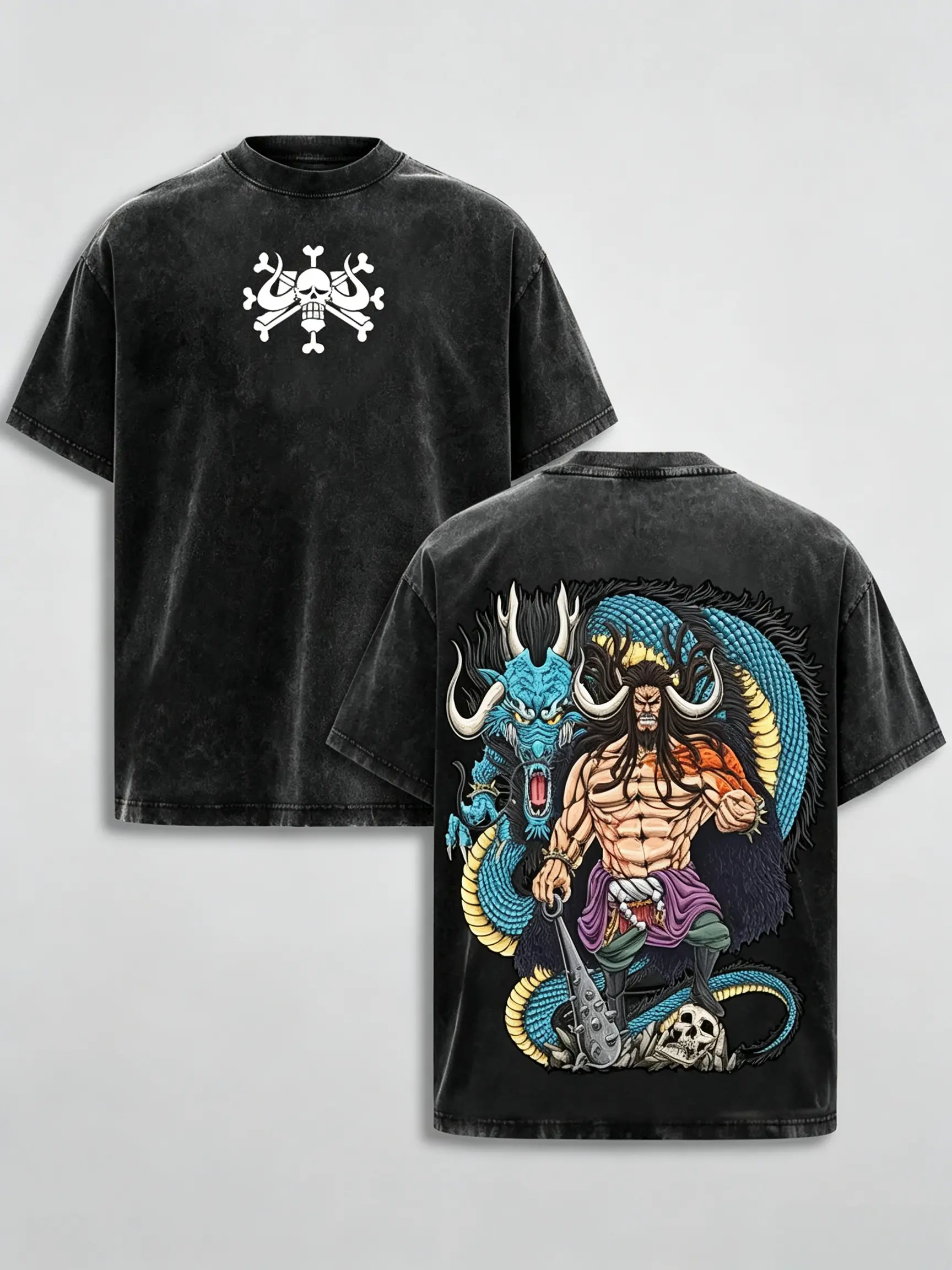 "The Beasts Pirates" Kaido - OP Anime Double Printed   Tee Unisex Oversize Anime Manga  Heavyweight Cotton T-shirt, Gift For Anime Fan, Anime Lover casual slim-fitting top streetwear f graphic day