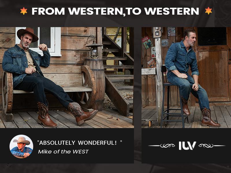 Cowboy Boots for Men Western Men's Boots with Classic Embroidered Durable Short Boots Slip on Square Toe Boots Slip Resistant Country Boots Chunky Heel Ankle Cowboy Boots for Men Western Men's Boots with Classic Embroidered Durable Short Boots Slip on Square Toe Boots Slip Resistant Country Boots Chunky Heel Ankle