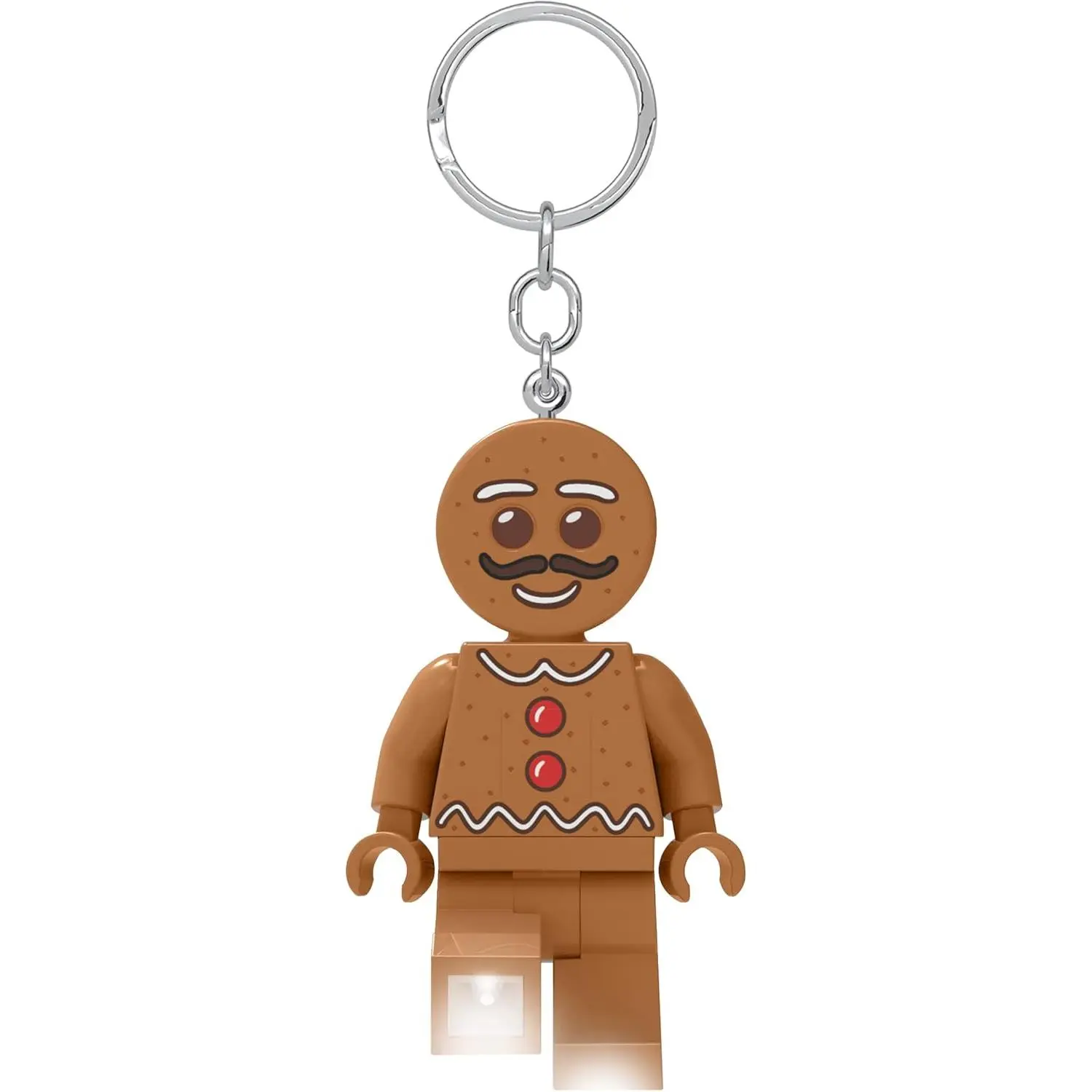 LEGO Keychain Light - Gingerbread Man (KE182H), Extra-Large 3 Inch Tall Figure, Posable Key Light for Backpacks, Lanyards, and Purses, Christmas Stocking Stuffer & Holiday Gift