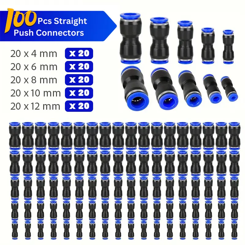 100Pcs Straight Push Connectors - 4 6 8 10 12 mm quick Release Pneumatic Connectors Air Line,Connect 100Pcs Straight Push Connectors - 4 6 8 10 12 mm quick Release Pneumatic Connectors Air Line,Connect