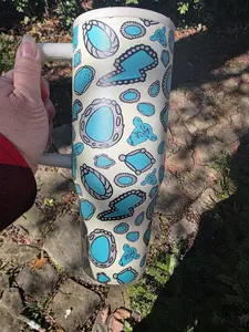 Westerm Turquoise 40 oz No Spill Lid Double Wall Insulated Stainless Steel Tumbler Pink Green Bows - So Cute