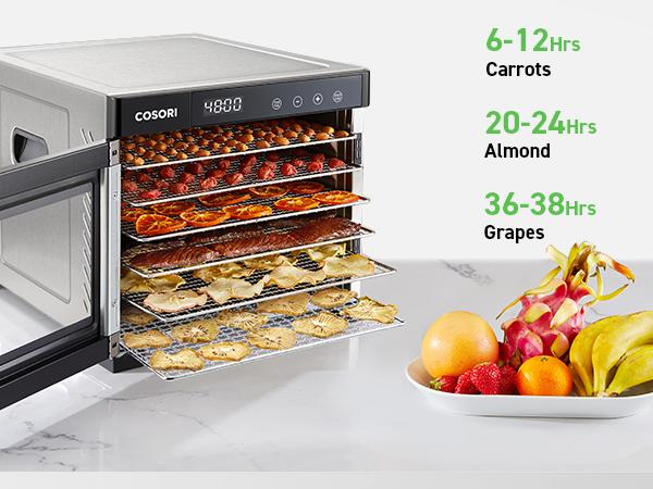 COSORI Food Dehydrator for Jerky, 600W, 6 Stainless Steel Trays, 48H Timer, 165°F Control, 6.48ft² Drying Space, Herbs, Meat, Fruit, and Yogurt