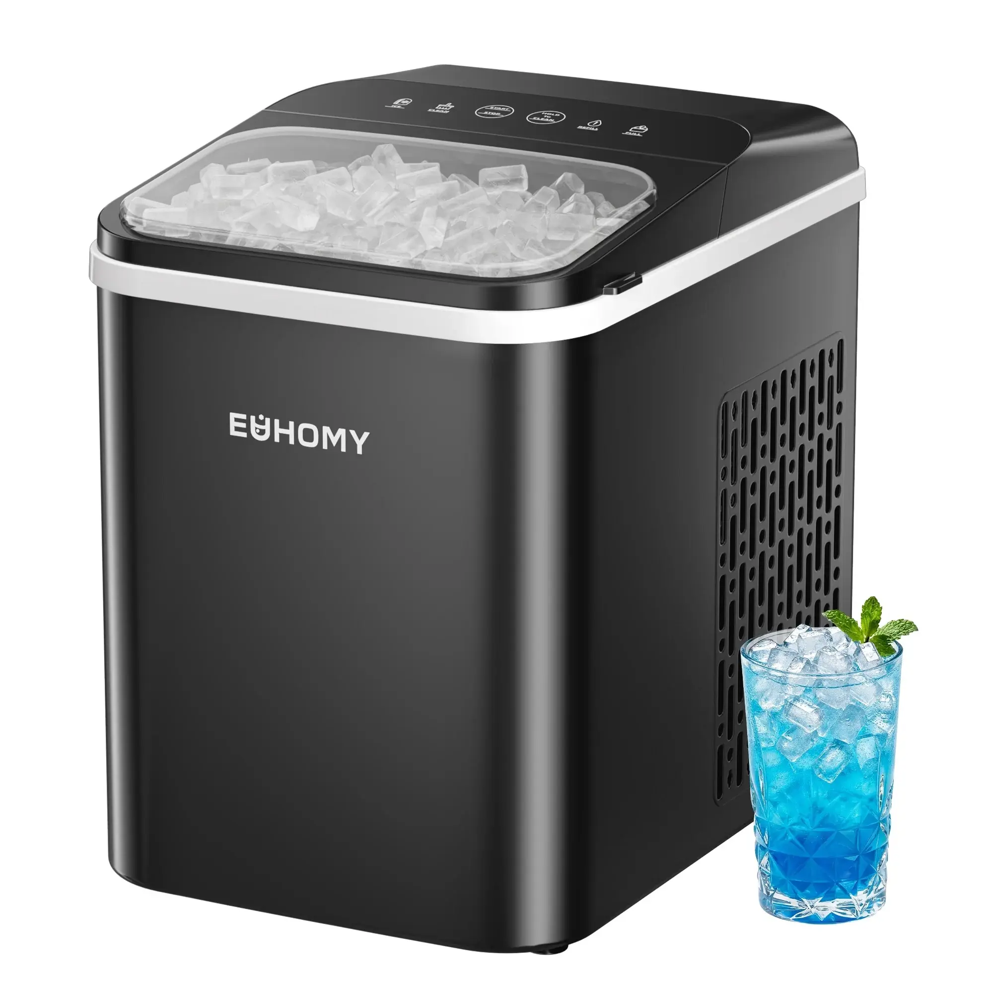 EUHOMY Countertop Chewable Icemakermachine, 33 lbs Daily Nugget Ice Production, 500g Capacity, Fast Compact Design, Simple 2-Button Operation, Fits Home Bars and Kitchens, Ideal for Home Cafe, Simple Two-Button Operation
