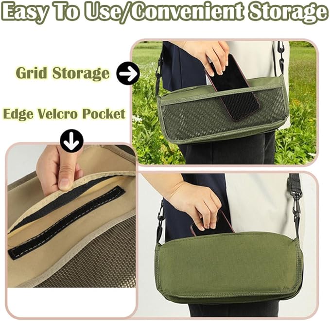 Foldable Backpack Stool, Portable Mini Outdoor Camping Folding Seat with Adjustable Shoulder Strap, Compact Ultra-Lightweight Collapsible Chair for Mountaineering, Hiking, Fishing