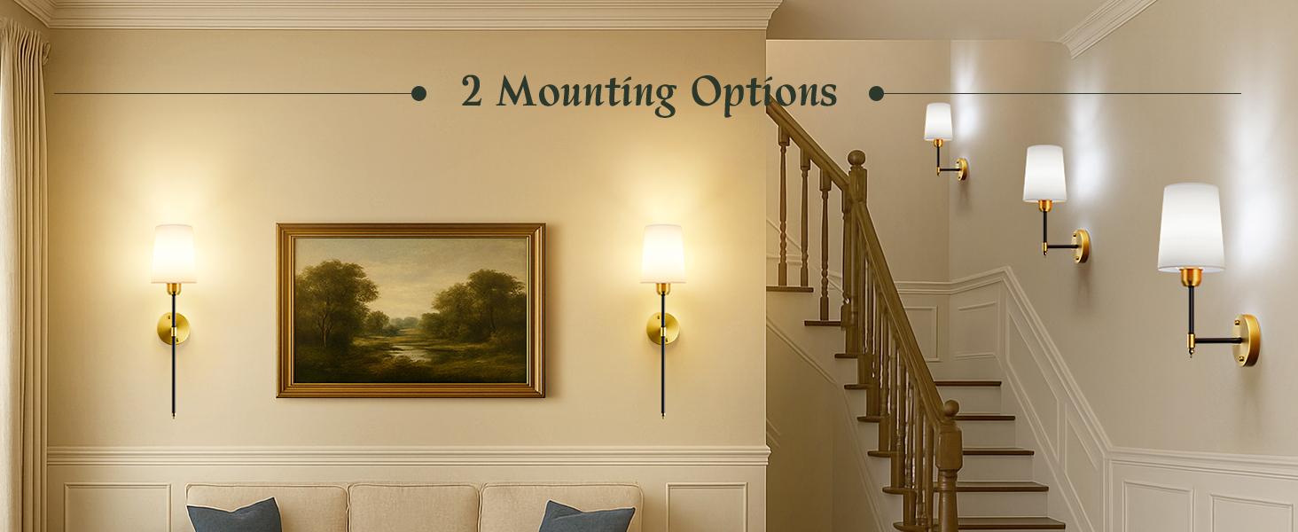 【Christmas Gift】Mid-Century Modern Battery Operated Wall Sconces Set of 2 Black Gold Wireless Lights with Rechargeable Magnetic Bulbs Remote Dimmable 15 RGB Colors for Bedroom Living Room Hallway Decor