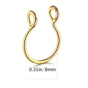 U-shaped Stainless Steel Horseshoe Nose Rings for Men & Women No Perforation Versatile Daily Wear Party Accessory
