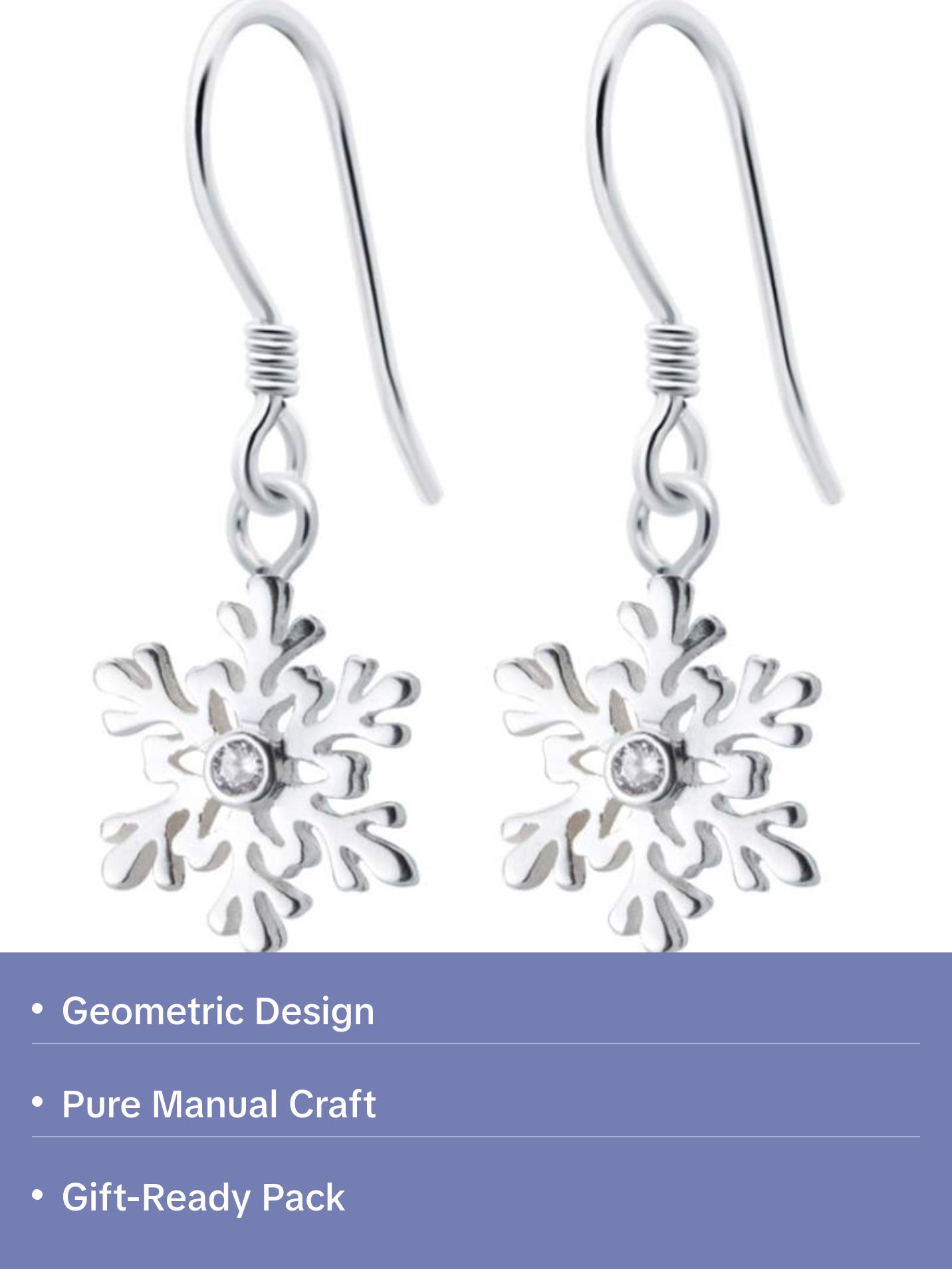 Sterling Silver Dangling Snowflake Earrings
