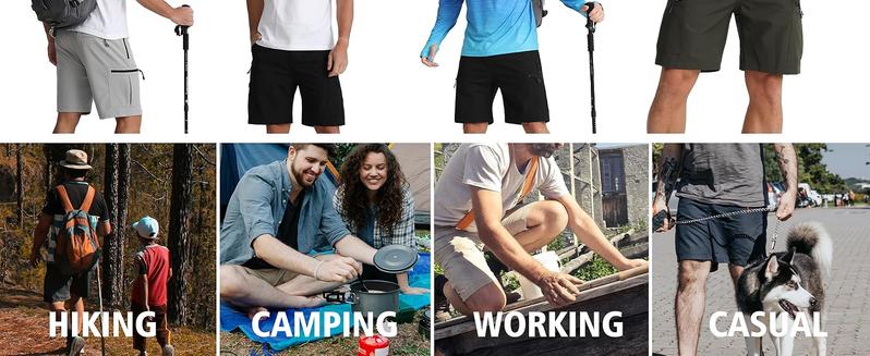 APTRO Men's Cargo Shorts 9" Golf Hiking Work Quick Dry Lightweight with 5 Zipper Pockets for Outdoor Activities & Versatile Wear