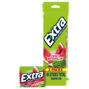 EXTRA Watermelon Sugar Free Chewing Gum, 15 ct (3 Pack) EXTRA Watermelon Sugar Free Chewing Gum, 15 ct (3 Pack)