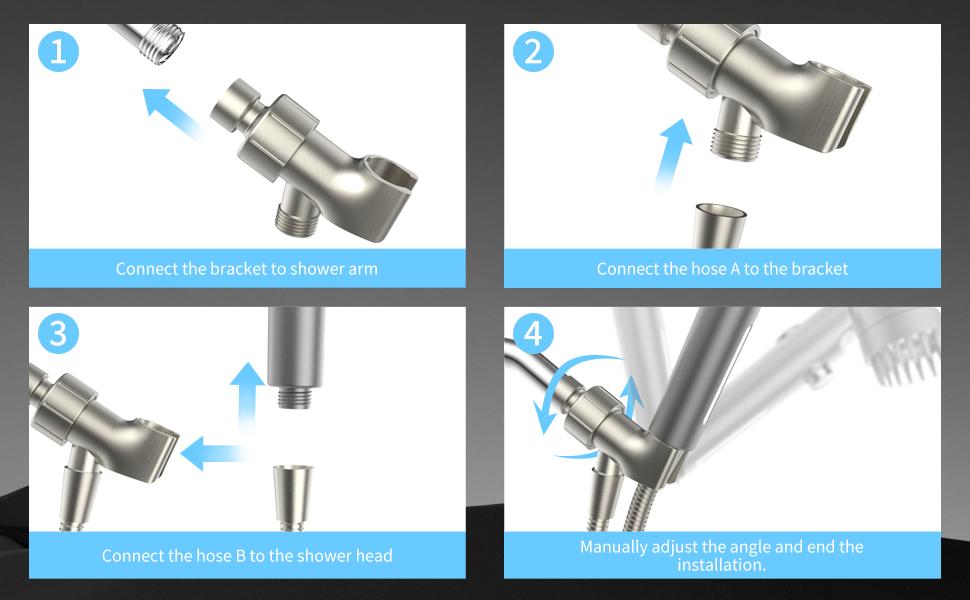 FEELSO Handheld Filter Shower Head High-Pressure Power Wash - 4-Setting Massage Spray, 60" Hose, Chrome Finish, Easy Install, Low Flow, One-Touch Water Stop, Adjustable Pressure, Micro-Technology Nozzles