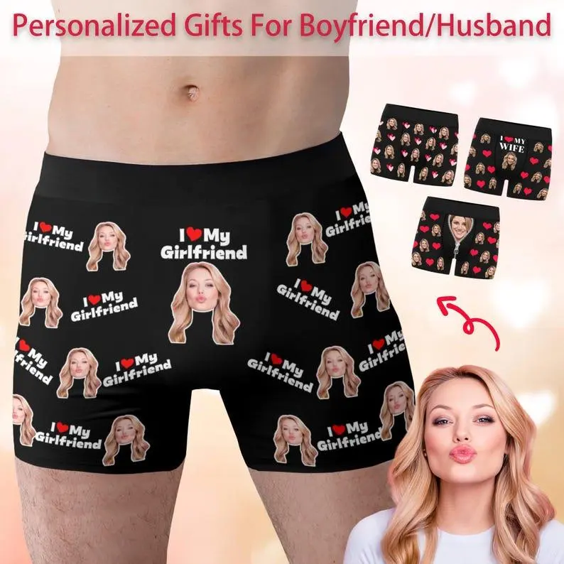 Personalized Mens Underwear with Custom Face, Funny Gift for Boyfriend, Birthday Anniversary Gift for Him, Unique Custom Photo Boxer Briefs